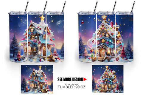 Tumbler Wrap Gingerbread House Sublimation artnoy 