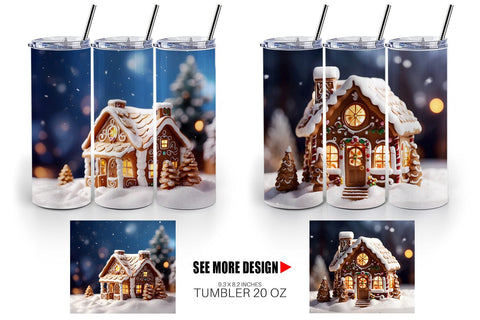 Tumbler Wrap Gingerbread House Sublimation artnoy 