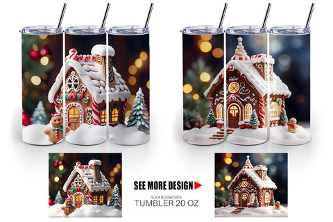 Tumbler Wrap Gingerbread House Sublimation artnoy 
