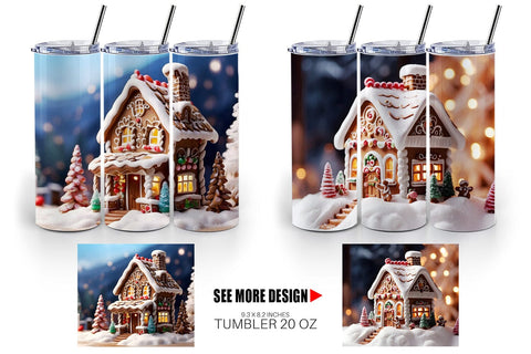 Tumbler Wrap Gingerbread House Sublimation artnoy 
