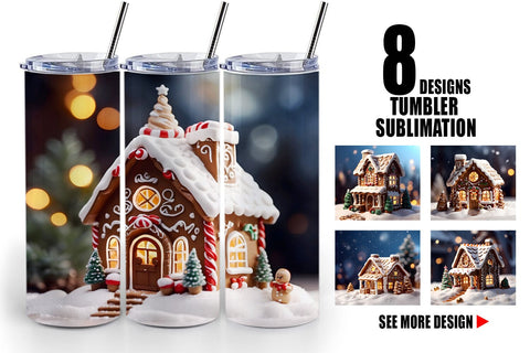 Tumbler Wrap Gingerbread House Sublimation artnoy 