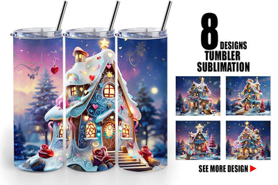 Tumbler Wrap Gingerbread House Sublimation artnoy 