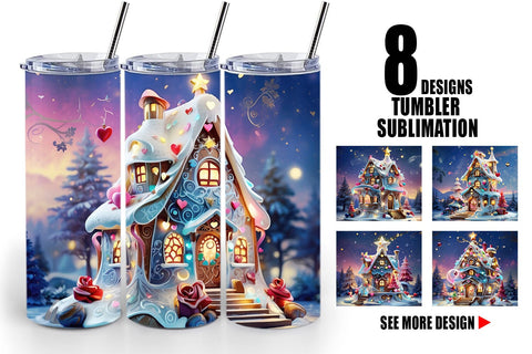 Tumbler Wrap Gingerbread House Sublimation artnoy 