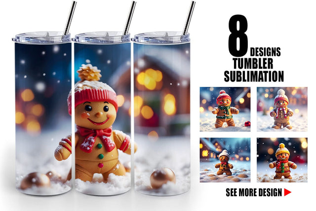 Tumbler Wrap Gingerman Christmas Sublimation artnoy 