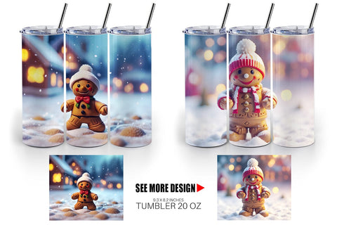 Tumbler Wrap Gingerman Christmas Sublimation artnoy 