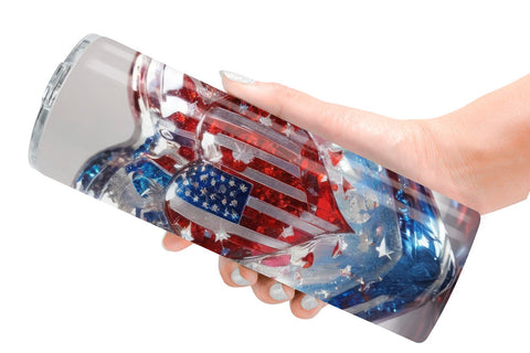 Tumbler Wrap Glass Heart Patriotic Sublimation artnoy 