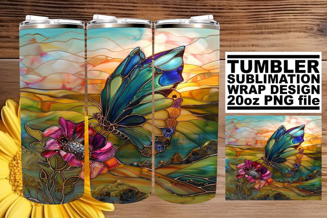 Tumbler Wrap Glitter 3D Butterfly Sublimation afrosvg 