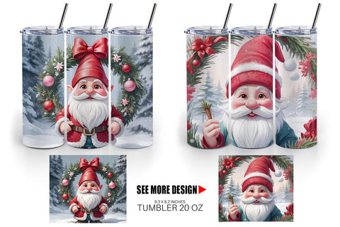 Tumbler Wrap Gnome Claus Sublimation artnoy 
