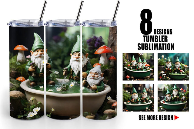 Tumbler Wrap Gnome in the Bathtub Sublimation artnoy 