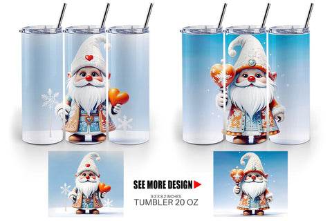 Tumbler Wrap Gnome Winter Sublimation artnoy 