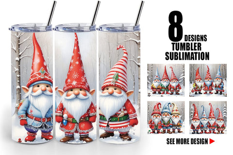Tumbler Wrap Gnomes in Winter Snow Sublimation artnoy 