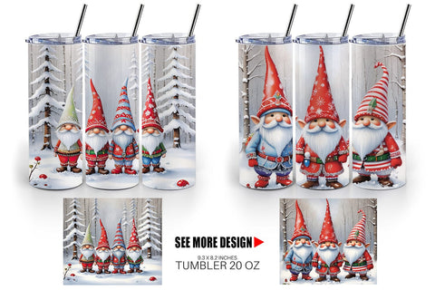Tumbler Wrap Gnomes in Winter Snow Sublimation artnoy 