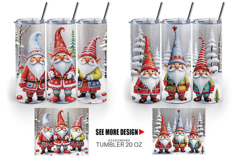 Tumbler Wrap Gnomes in Winter Snow Sublimation artnoy 