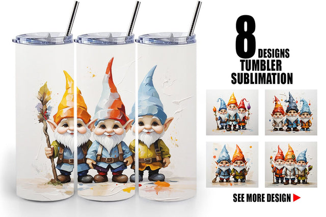 Tumbler Wrap Gnomes Painting Oil Sublimation artnoy 