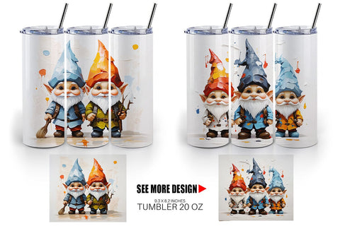 Tumbler Wrap Gnomes Painting Oil Sublimation artnoy 
