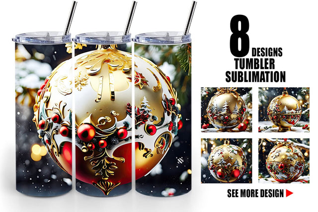 Tumbler Wrap Gold Round Christmas Sublimation artnoy 
