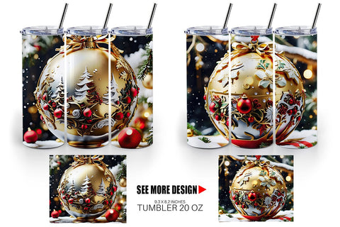 Tumbler Wrap Gold Round Christmas Sublimation artnoy 