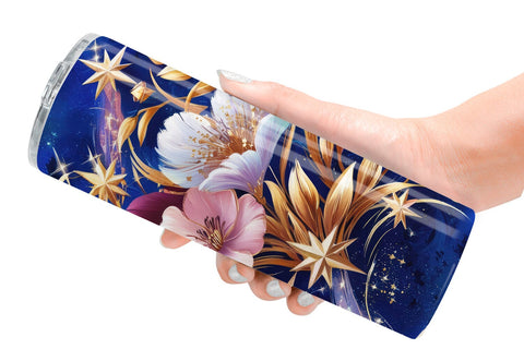 Tumbler Wrap Golden Floral Pattern Sublimation artnoy 