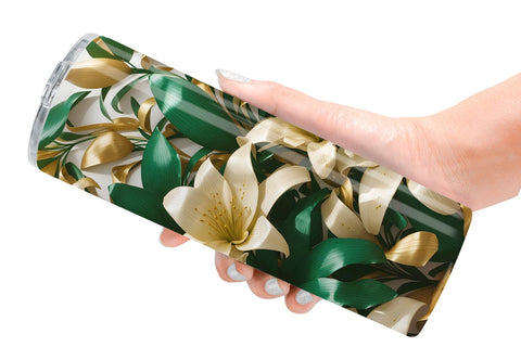 Tumbler Wrap Golden Lily Flower Sublimation artnoy 