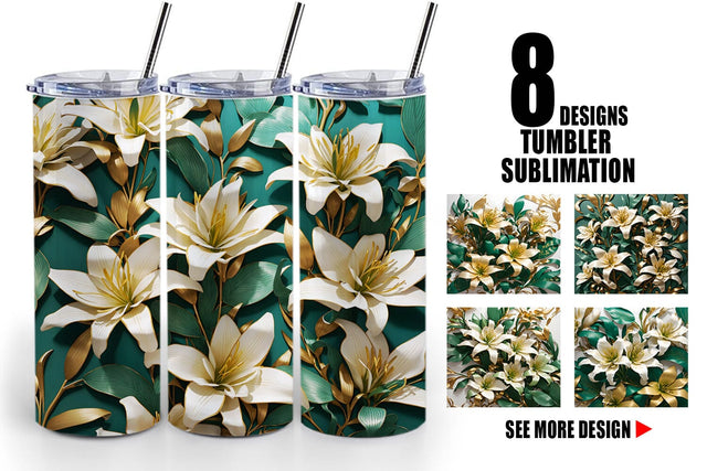 Tumbler Wrap Golden Lily Flower Sublimation artnoy 