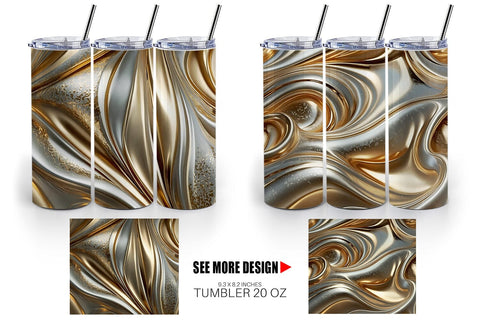 Tumbler Wrap Golden Wave Sublimation artnoy 