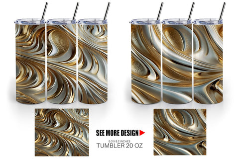 Tumbler Wrap Golden Wave Sublimation artnoy 