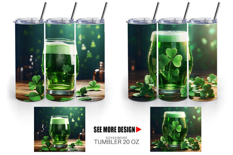 Tumbler Wrap Green Beer Patrick's Day Sublimation artnoy 