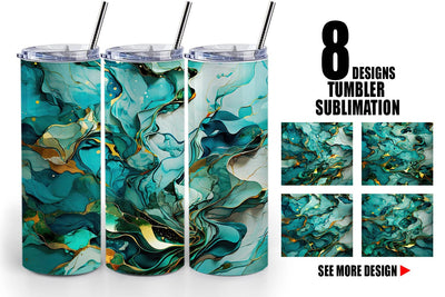 Tumbler Wrap Green Marble Painting Sublimation artnoy 
