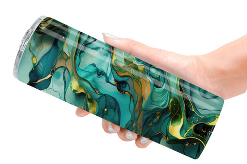 Tumbler Wrap Green Marble Painting Sublimation artnoy 