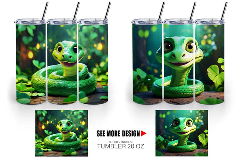 Tumbler Wrap Green Snake Patrick's Day Sublimation artnoy 