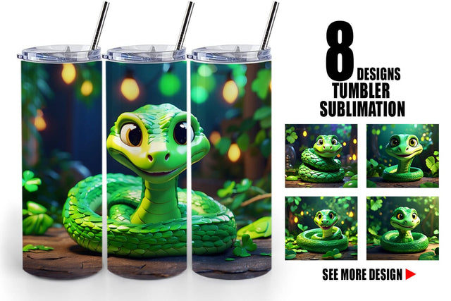 Tumbler Wrap Green Snake Patrick's Day Sublimation artnoy 