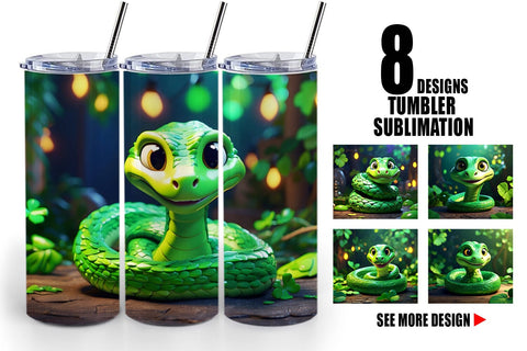 Tumbler Wrap Green Snake Patrick's Day Sublimation artnoy 
