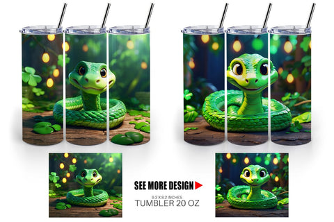 Tumbler Wrap Green Snake Patrick's Day Sublimation artnoy 