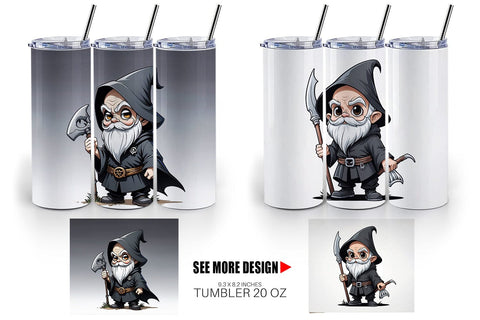 Tumbler Wrap Grim Reaper Gnome Sublimation artnoy 