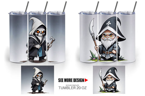 Tumbler Wrap Grim Reaper Gnome Sublimation artnoy 