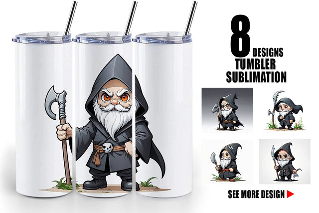 Tumbler Wrap Grim Reaper Gnome Sublimation artnoy 