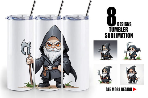 Tumbler Wrap Grim Reaper Gnome Sublimation artnoy 