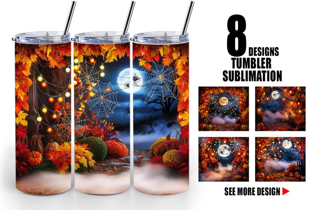 Tumbler Wrap Halloween Bokeh Scene Sublimation artnoy 