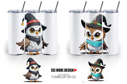 Tumbler Wrap Halloween Owl Sublimation artnoy 