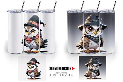 Tumbler Wrap Halloween Owl Sublimation artnoy 