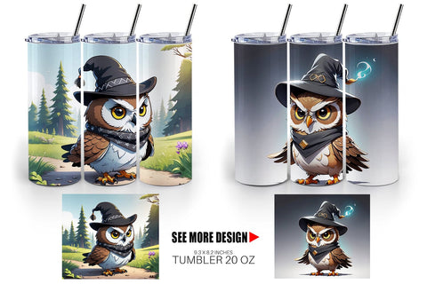 Tumbler Wrap Halloween Owl Sublimation artnoy 