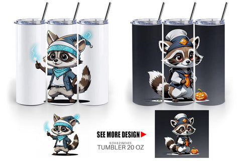 Tumbler Wrap Halloween Raccoon Sublimation artnoy 