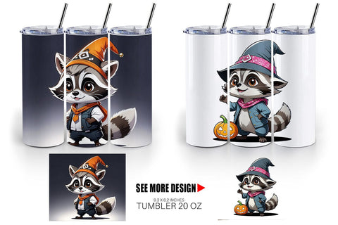 Tumbler Wrap Halloween Raccoon Sublimation artnoy 