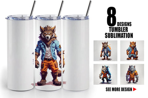 Tumbler Wrap Halloween Werewolf Sublimation artnoy 