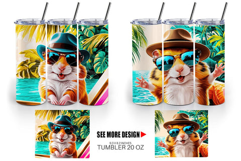 Tumbler Wrap Hamsters in Summer Sublimation artnoy 