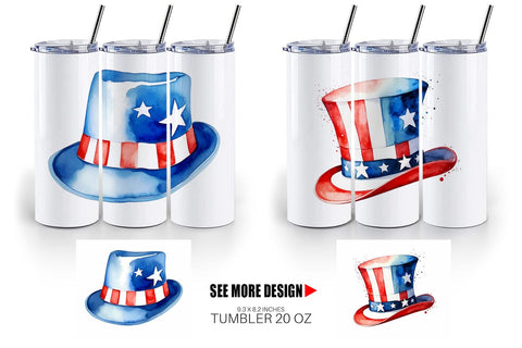 Tumbler Wrap Hat 4th of July Sublimation artnoy 