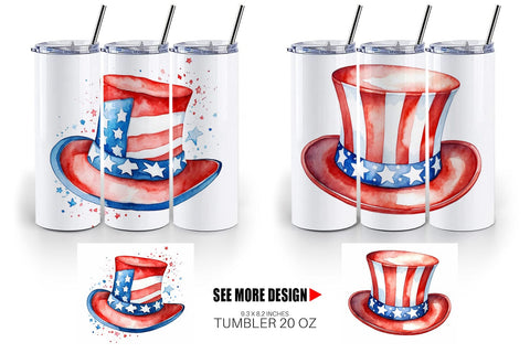 Tumbler Wrap Hat 4th of July Sublimation artnoy 