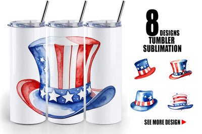 Tumbler Wrap Hat 4th of July Sublimation artnoy 
