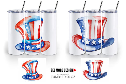 Tumbler Wrap Hat 4th of July Sublimation artnoy 