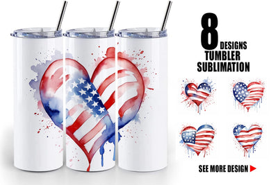 Tumbler Wrap Heart 4th of July Sublimation artnoy 
